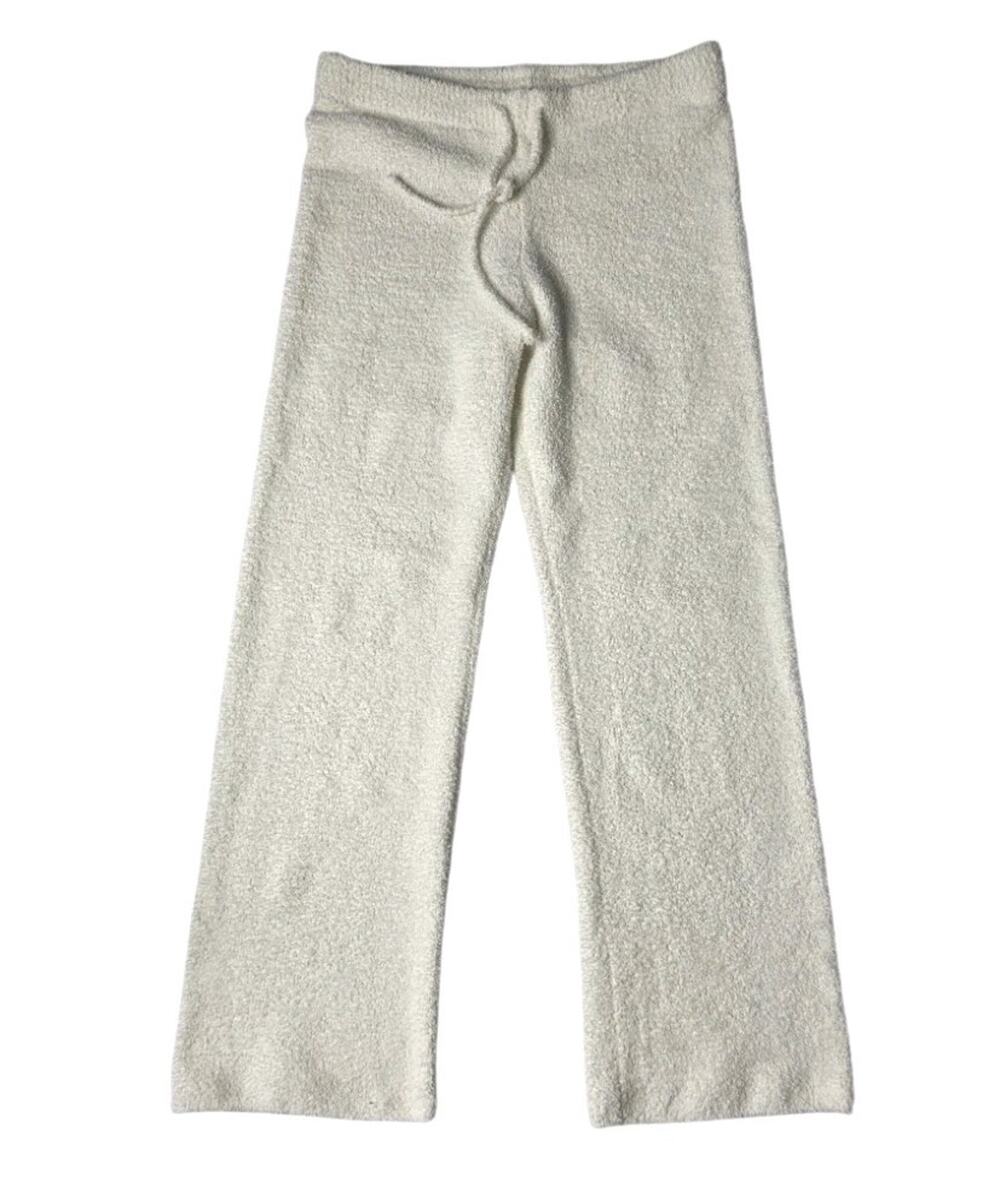 Uniqlo Soft Fluffy Pants M Cream Boucle Plush Cozy Pull On Straight Leg Cozycore
